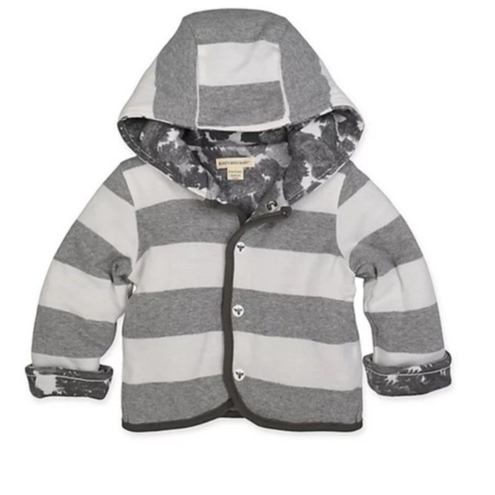 Burt's Bees Gray & White Striped Hooded Jacket
